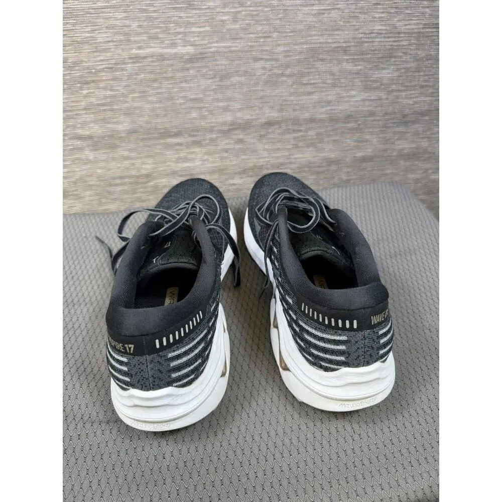 Mizuno Wave Inspire 17 Shoes Womens Size 11.5 Black Waveknit Running Sneakers